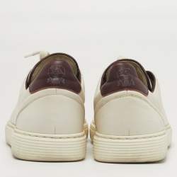 Pre Owned Brunello Cucinelli Size 40 Burgundy/White Leather Lace Up Sneakers