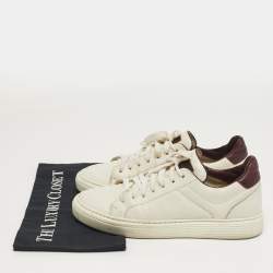 Pre Owned Brunello Cucinelli Size 40 Burgundy/White Leather Lace Up Sneakers