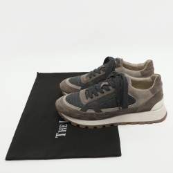 Pre Owned Brunello Cucinelli Size 38 Multicolor Suede and Wool Low Top Sneakers