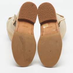 مملوكة مسبقًا Brunello Cucinelli Bike Size 35 Beige Leather Mid Calf Boots