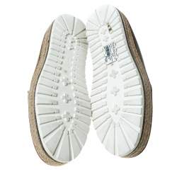Pre Owned Brunello Cucinelli Metallic Silver Leather Espadrille Mules Size 40
