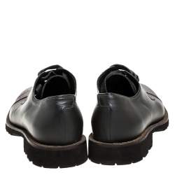 Pre Owned Brunello Cucinelli Dark Grey/Brown Leather Cap Toe Lace Oxfords Size 37