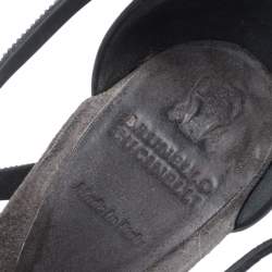 Brunello Cucinelli Metallic Grey Bead And Leather Strappy Sandals Size 36