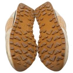 Pre Owned Brunello Cucinelli Metallic Gold Glitter Suede And Jute Beaded Accents Sneakers Size 38