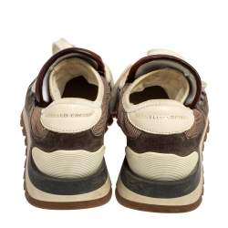 Brunello Cucinelli Multicolor Mesh And Suede Low Top Sneakers Size 36