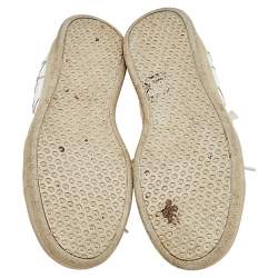 Pre Owned Brunello Cucinelli White Leather Embroidered Low Top Sneakers Size 38