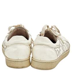 Pre Owned Brunello Cucinelli White Leather Embroidered Low Top Sneakers Size 38