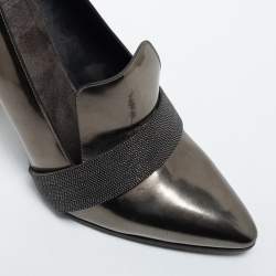 Brunello Cucinelli Metallic Patent Block Heel Pumps Size 39