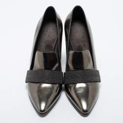 Brunello Cucinelli Metallic Patent Block Heel Pumps Size 39