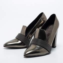 Brunello Cucinelli Metallic Patent Block Heel Pumps Size 39