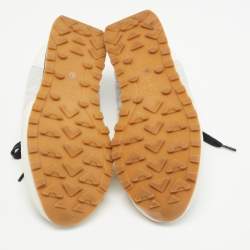 Pre Owned Brunello Cucinelli Grey Suede and Leather Embellished Low Top Sneakers Size 37