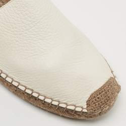 Pre Owned Brunello Cucinelli White Leather Slip On Espadrille Size 39