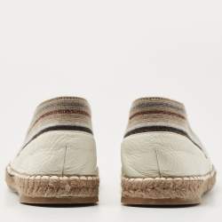 Pre Owned Brunello Cucinelli White Leather Slip On Espadrille Size 39