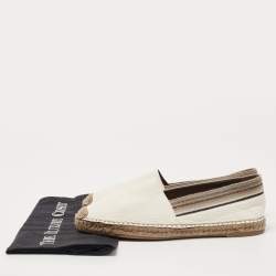 Pre Owned Brunello Cucinelli White Leather Slip On Espadrille Size 39