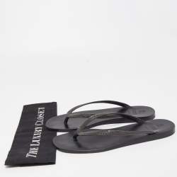 Brunello Cucinelli Black Glitter Monili Thong Slide Flat Size 40