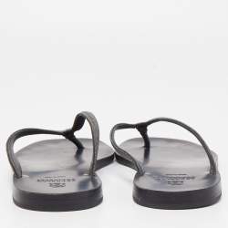 Brunello Cucinelli Black Glitter Monili Thong Slide Flat Size 40