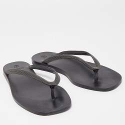 Brunello Cucinelli Black Glitter Monili Thong Slide Flat Size 40