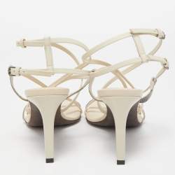 Brunello Cucinelli Cream Leather Monili Sandals Size 40