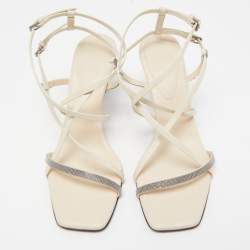 Brunello Cucinelli Cream Leather Monili Sandals Size 40