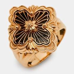 Pre Owned خاتم بوتشيلاتي أوبرا تول أونيكس من الذهب الوردي عيار 18 بمقاس 53