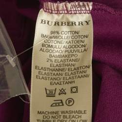 Burberry Brit Pink Pique Checked Puff Sleeve Polo T-Shirt S