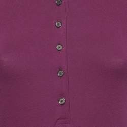 Burberry Brit Pink Pique Checked Puff Sleeve Polo T-Shirt S