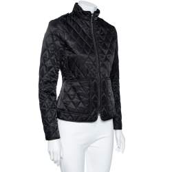 Pre Owned Burberry Brit Black Synthetic Quilted Zip Front Jacket XS