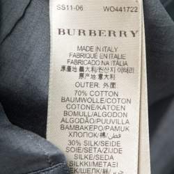 Pre Owned Burberry London Grey Cotton & Silk Ruched Detail Button Front Tunic S