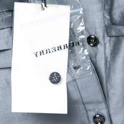 Pre Owned Burberry London Grey Cotton & Silk Ruched Detail Button Front Tunic S