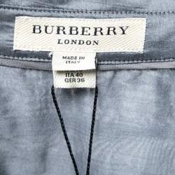 Pre Owned Burberry London Grey Cotton & Silk Ruched Detail Button Front Tunic S