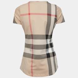 Pre Owned Burberry Brit Beige Giant Check Stretch Cotton Crew Neck T-Shirt M
