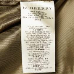 Burberry Green Nova Check Wool Blend Button Mid-Length Coat M