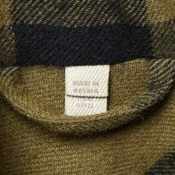 Burberry Green Nova Check Wool Blend Button Mid-Length Coat M
