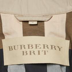 Pre Owned Burberry Brit Beige Synthetic Kensigton Belted Trench Coat M