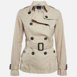 Burberry Brit Beige Gabardine Belted Short Coat S