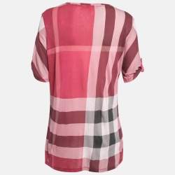 Burberry Brit Pink Plaid Modal Jersey Top L