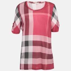 Burberry Brit Pink Plaid Modal Jersey Top L