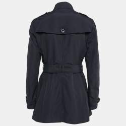 Pre Owned Burberry Brit Blue Cotton Blend Double Breasted Coat M