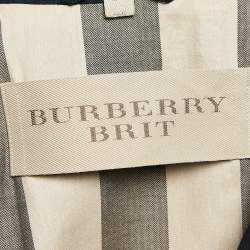 Pre Owned Burberry Brit Blue Cotton Blend Double Breasted Coat M