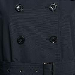 Pre Owned Burberry Brit Blue Cotton Blend Double Breasted Coat M