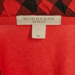 مملوكة مسبقًا Burberry Brit Orange Cotton Knit Contrast Collar Top M