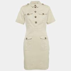 Pre Owned Burberry Brit Beige Cotton Utility Mini Dress M