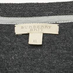 Pre Owned Burberry Brit Black Wool Patchwork Sweater XL