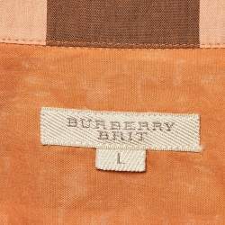 Pre Owned Burberry Brit Orange Nova Checks Cotton Shirt L