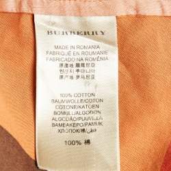 Pre Owned Burberry Brit Orange Nova Checks Cotton Shirt L