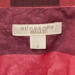 Pre Owned Burberry Brit Pink Nova Check Cotton Button Front Shirt L