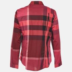 Pre Owned Burberry Brit Pink Nova Check Cotton Button Front Shirt L