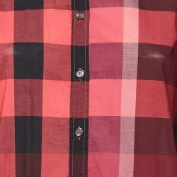 Pre Owned Burberry Brit Pink Nova Check Cotton Button Front Shirt L