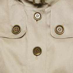 Burberry Brit Beige Gabardine Cotton Short Trench Coat M