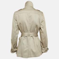 Burberry Brit Beige Gabardine Cotton Short Trench Coat M